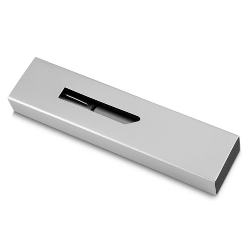Caneta de metal -preto com-BOX-hkimports-prata-S1984HK